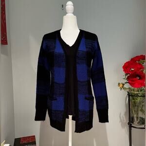 NEW Nordstrom Love by Design Plaid Fuzzy Oversized Grandpa Cardigan Sweater XS